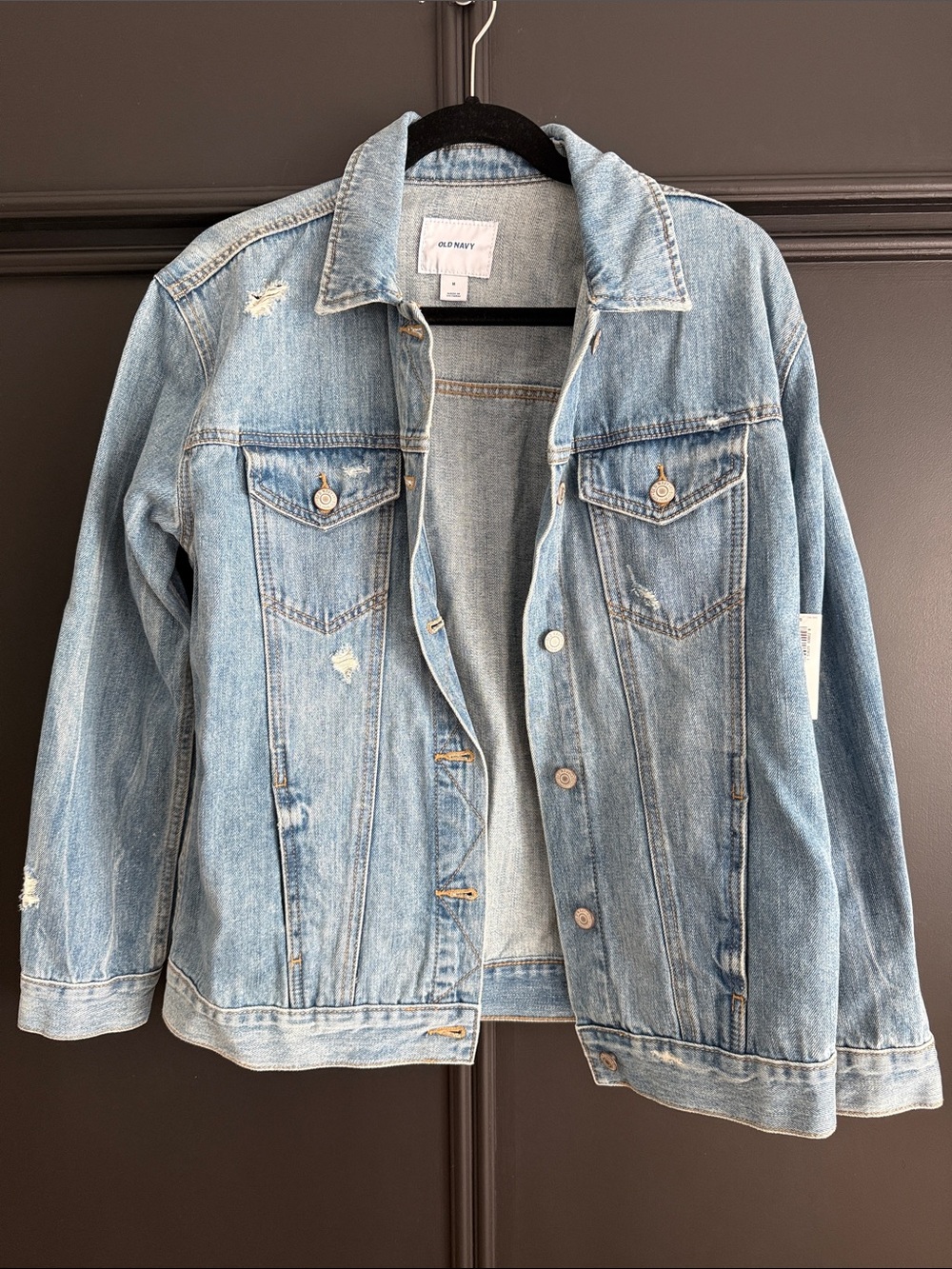 NWT: Old Navy Light Blue Distressed Denim oversized Jacket - Women
